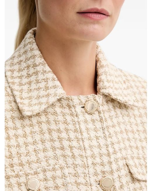 Morgan Natural Houndstooth Cropped Shirt