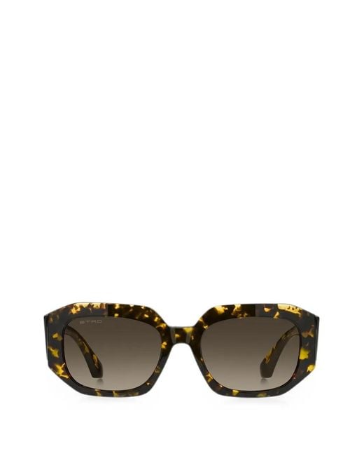 Etro Brown Tortoiseshell-Effect Rectangle-Frame Sunglasses