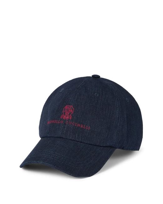 Brunello Cucinelli Blue Logo Baseball Cap for men