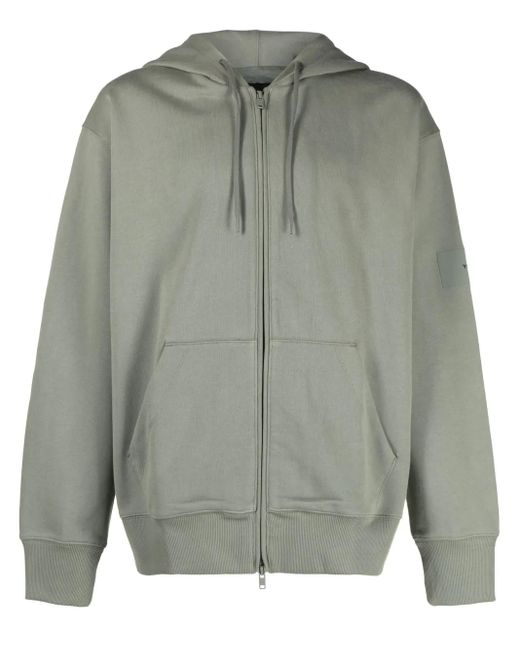 Y-3 Gray Zip-Up Organic Cotton Hoodie for men