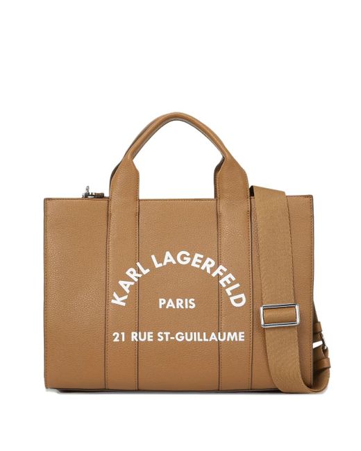 Borsa Tote Con Stampa Media di Karl Lagerfeld in Brown