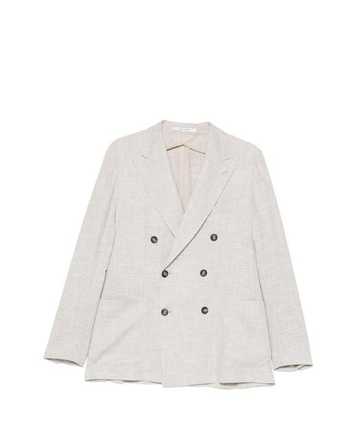 Tagliatore White Blazer À Boutonnière Croisée for men
