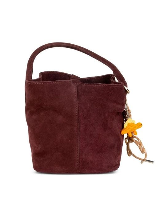 Date Purple Suede Charm-Detail Shoulder Bag