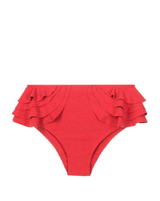 Clube Bossa Red Bandara Ruffle-detail Bikini Bottoms