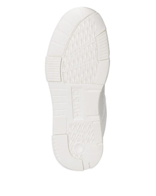 HUGO White Perforated-Panel Sneakers for men