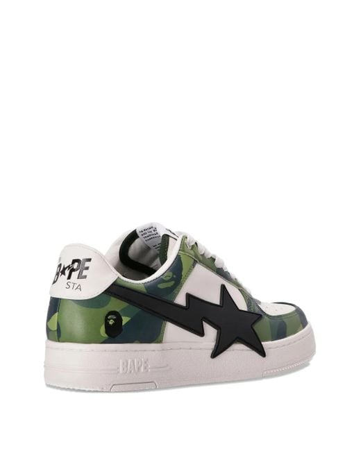 A Bathing Ape Green Camouflage Star Sneakers for men