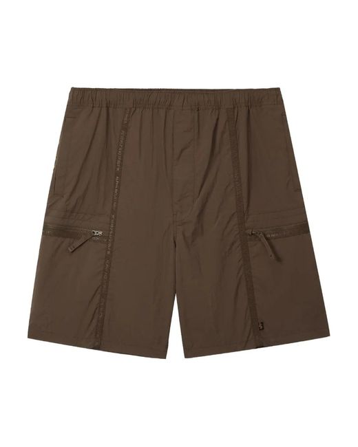 Alpha Industries Brown Logo-Patch Bermuda Shorts for men