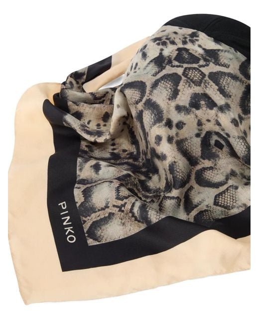 Pinko Black Animal-Print Scarf Baseball Cap