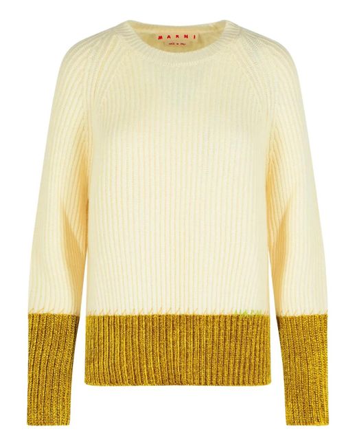 Marni Yellow Gerippter Pullover mit Kontrastsaum