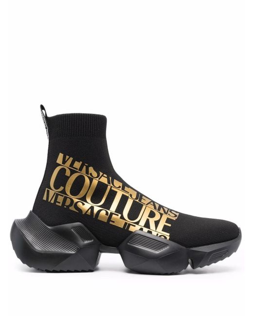 Zapatillas tipo calcetín con logo Versace Jeans Couture de Denim de color  Negro para hombre | Lyst