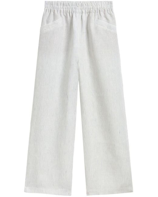 Agnes B. White Striped Cropped Trousers