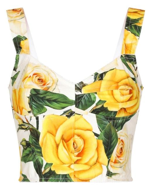 Dolce & Gabbana Yellow Corsage mit Rosen-Print