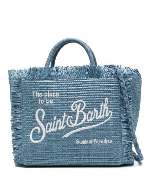 Mc2 Saint Barth Blue Colette Fringed Beach Bag