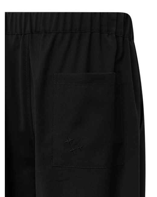 Laneus Black Tapered-Fit Wool Trousers for men