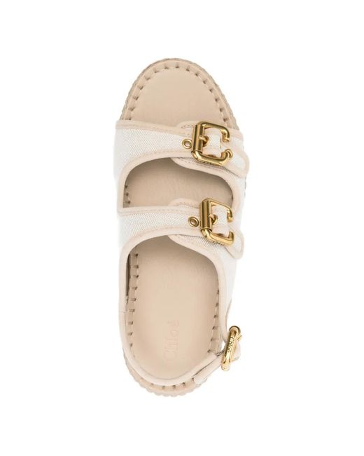 Chloé Natural Nama Buckle Flatform Sandals