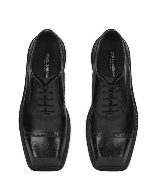 Dolce & Gabbana Black Square-toe Leather Derby Shoes for men