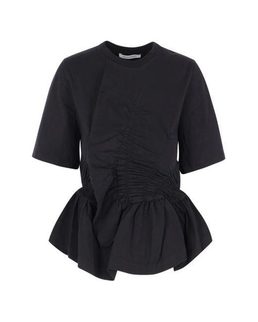 CECILIE BAHNSEN Blue Ruched Peplum T-Shirt
