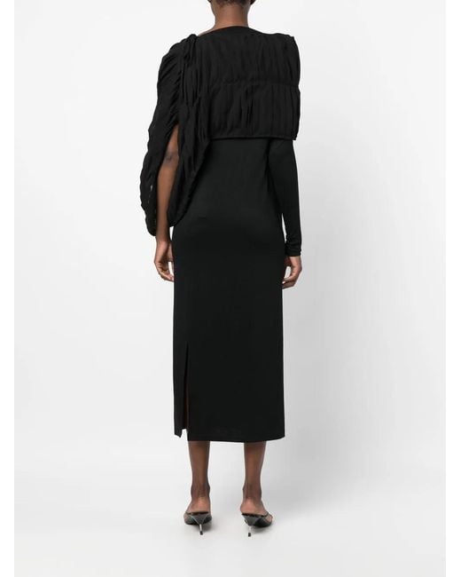 Yohji Yamamoto Black Wool And Cotton Dress