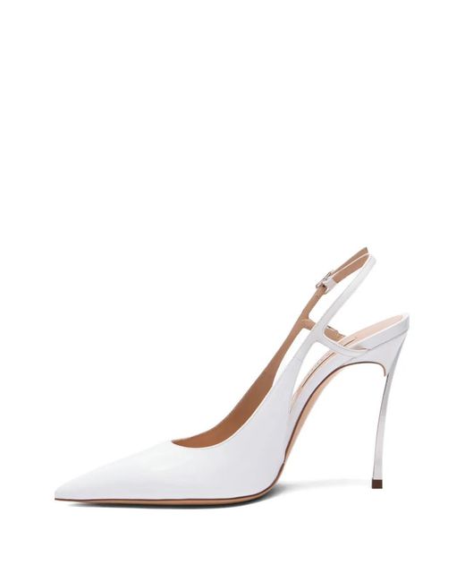 Casadei White Point-Toe Heeled Pumps
