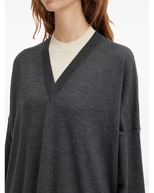 Enfold Black V-Neck Long-Sleeved Knitwear