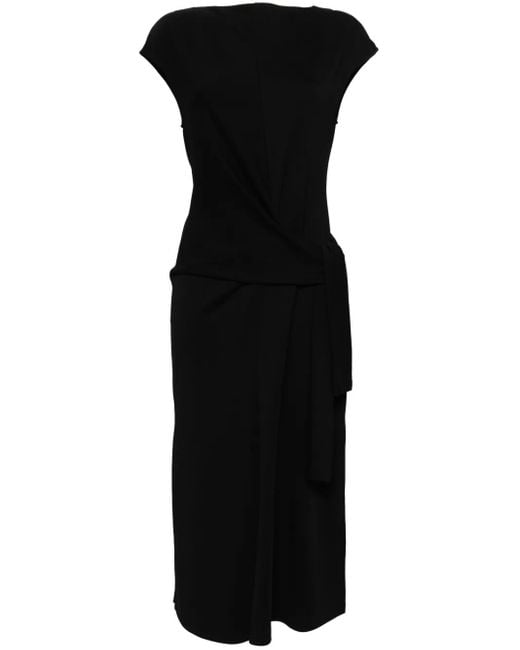 Goen.J Black Knot-Detail Sleeveless Cotton-Jersey Midi Dress