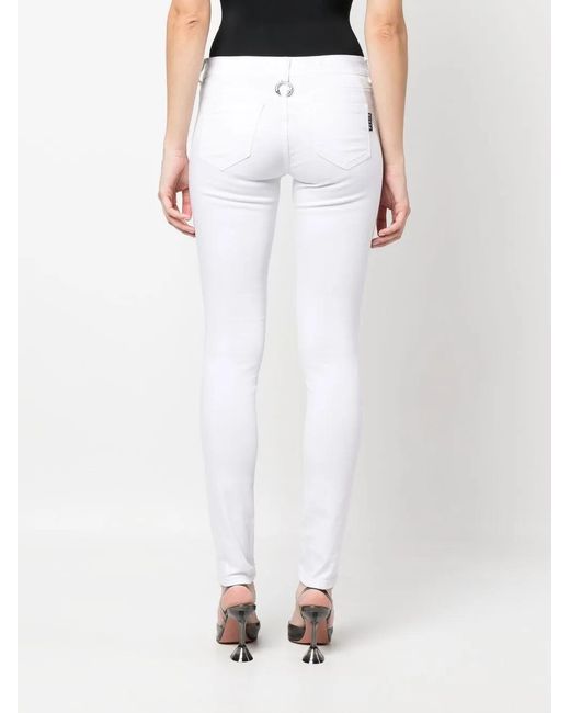 Philipp Plein White High-Rise Skinny-Cut Jeans