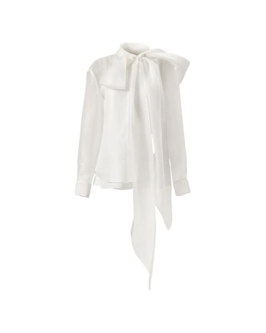 Carolina Herrera White Organza Bow-Detail Shirt