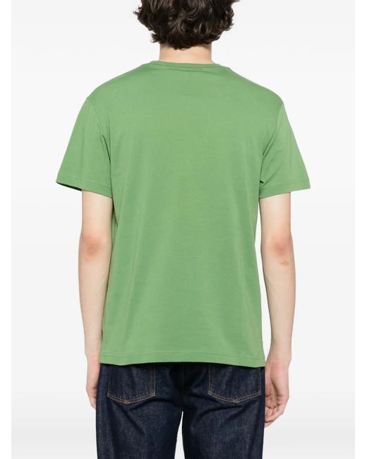Roberto Cavalli Green Graphic-Print Cotton T-Shirt for men