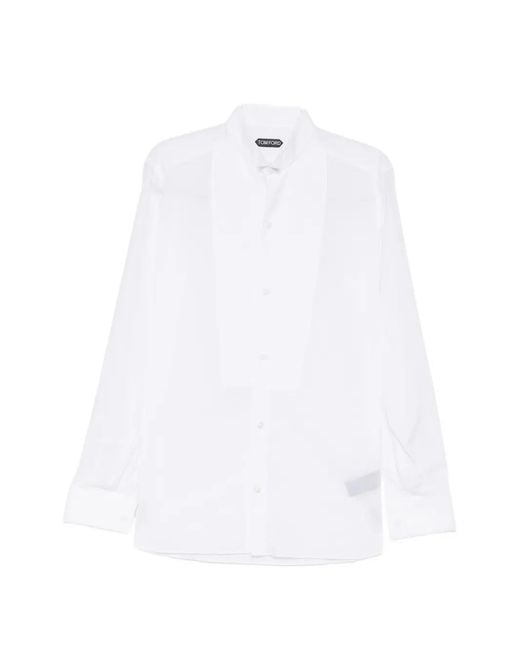 Tom Ford White Bib-Front Band-Collar Shirt for men