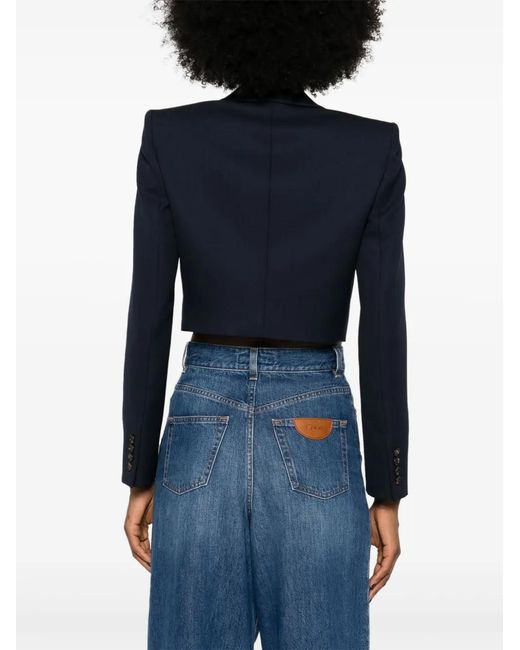 Chloé Blue Wool Cropped Single-Breasted Jacket