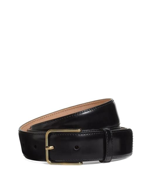 Zegna Black Leather Buckle Belt for men