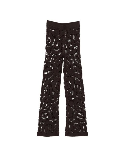 Pinko Black Pantalon En Crochet À Motif Géométrique