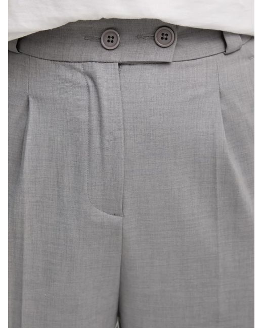 Benetton Gray Pantalon Droit À Design Plissé