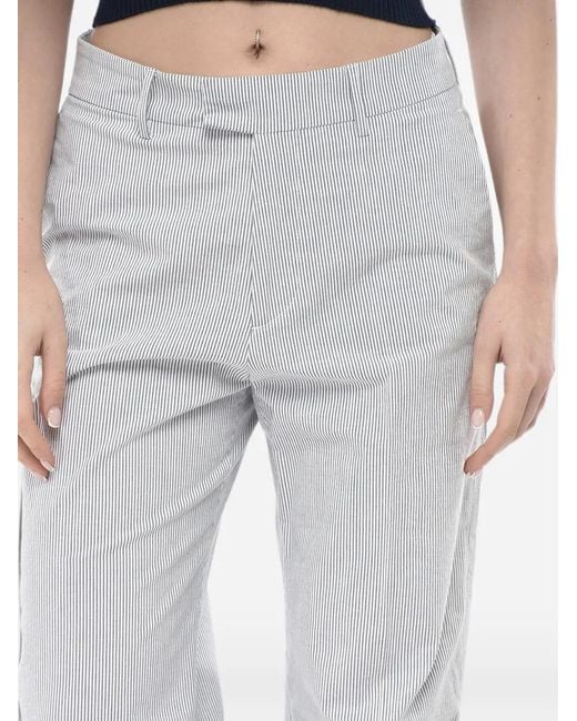 Berwich White Stripe-Pattern Trousers