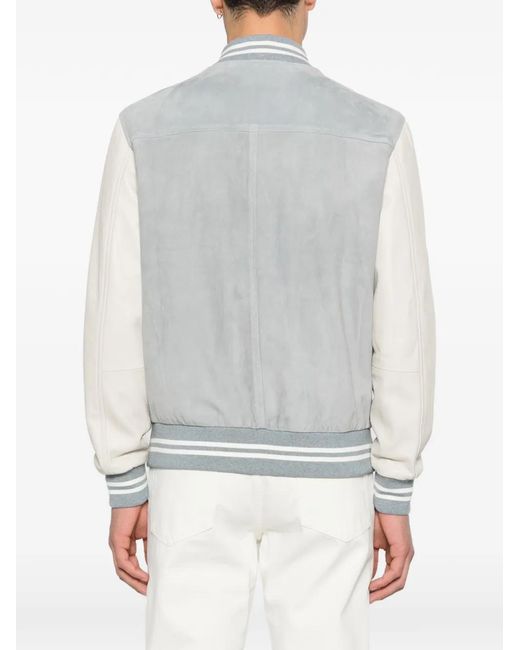 Eleventy Gray Striped-Trim Jacket for men