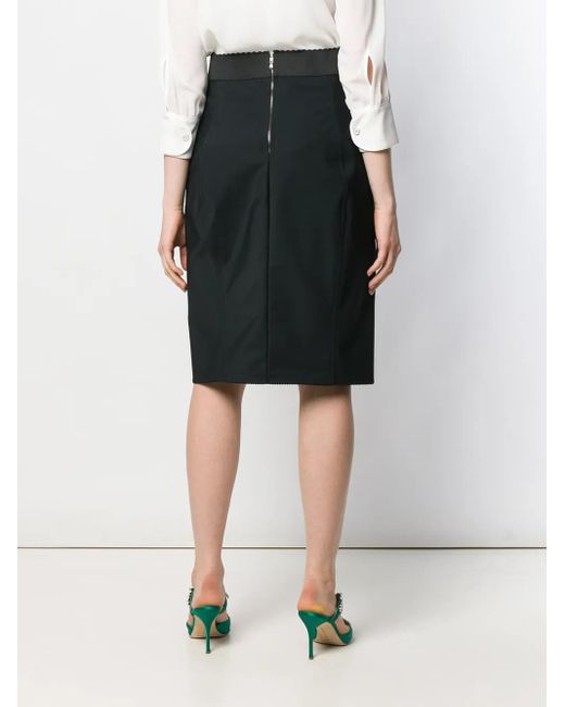 Dolce & Gabbana Black Powernet Satin Midi Skirt