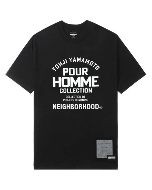 Yohji Yamamoto Black X Neighbourhood Slogan-Print T-Shirt for men