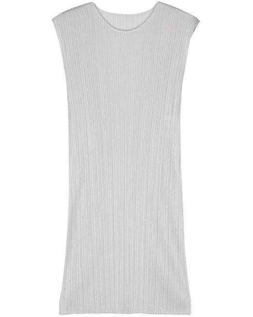 Pleats Please Issey Miyake White Plissé-effect Mini Dress