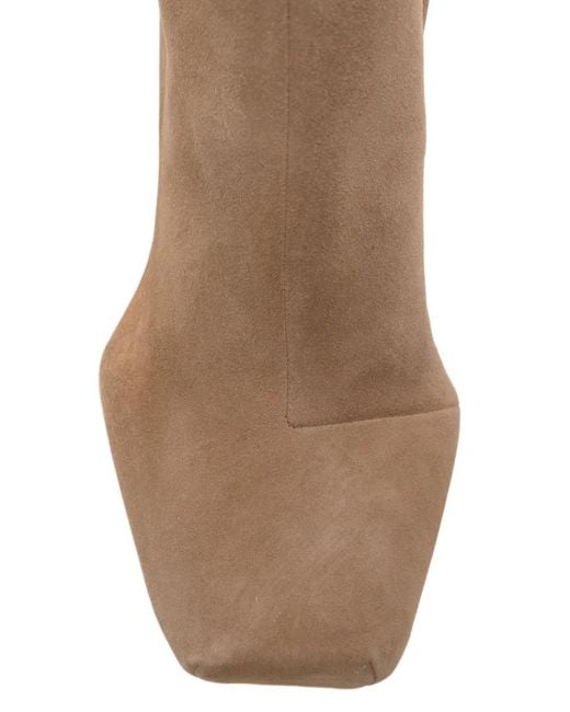 ALAINPAUL Brown Square-Toe Ankle Boots