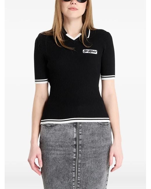 Off-White c/o Virgil Abloh Black Ribbed-Knit T-Shirt