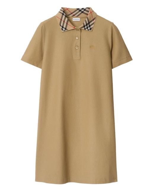 Vestido tipo polo de algodón Burberry de color Natural