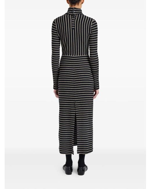 Proenza Schouler Black Geripptes Frances Midikleid Mit Streifen
