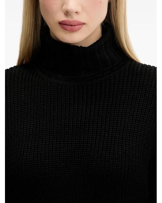 Karl Lagerfeld Black Roll-Neck Logo Sweater