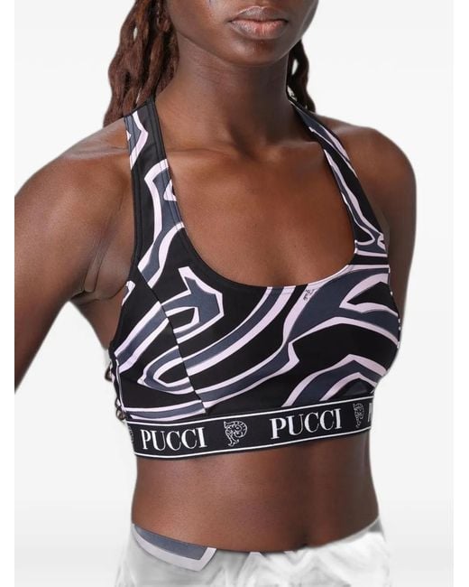 Emilio Pucci Black Printed Stretch-Fabric Top