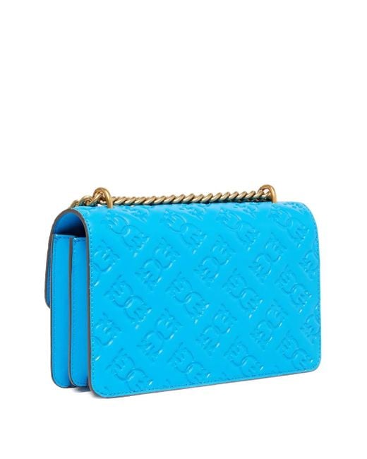 Pinko Blue Love Birds Debossed Leather Cross Body Bag