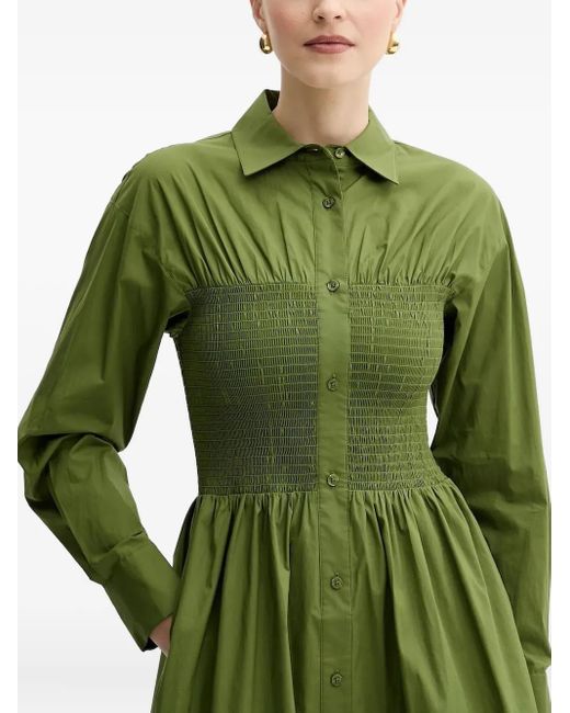 MICHAEL Michael Kors Smocked Shirt Dress in Green | Lyst MICHAEL Michael Kors Smocked Shirt Dress in Green | Lyst