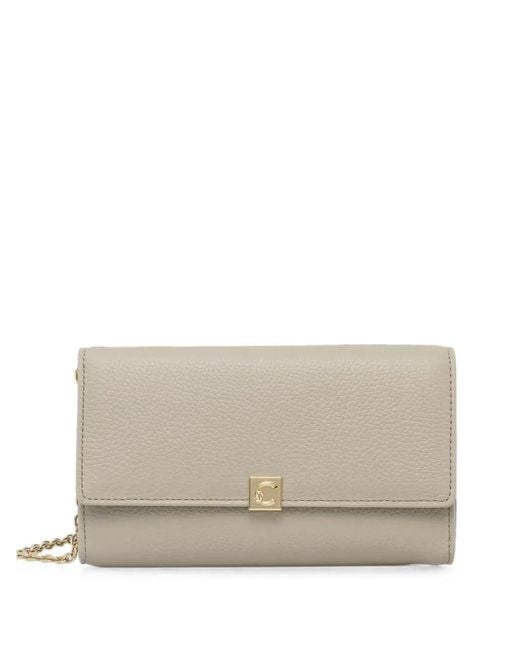 Coccinelle Gray Logo-Plaque Chain-Strap Wallet