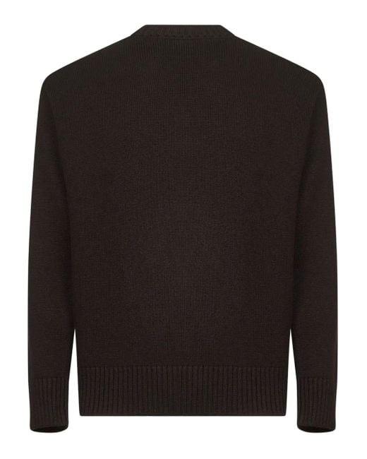 D4.0 Black Ribbed Crew Neck Sweater for men