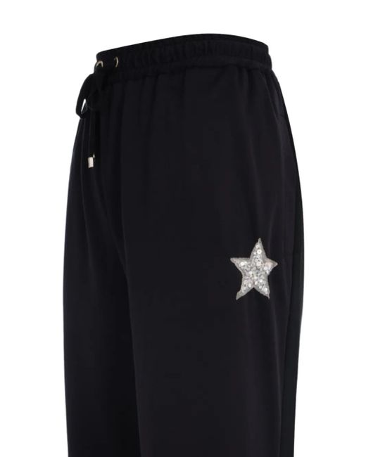 Lorena Antoniazzi Blue Star-Embellished Drawstring Track Pants