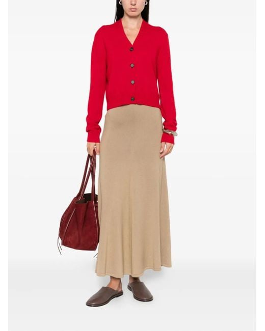 Lisa Yang Red Marion Button-Front Cashmere Cardigan